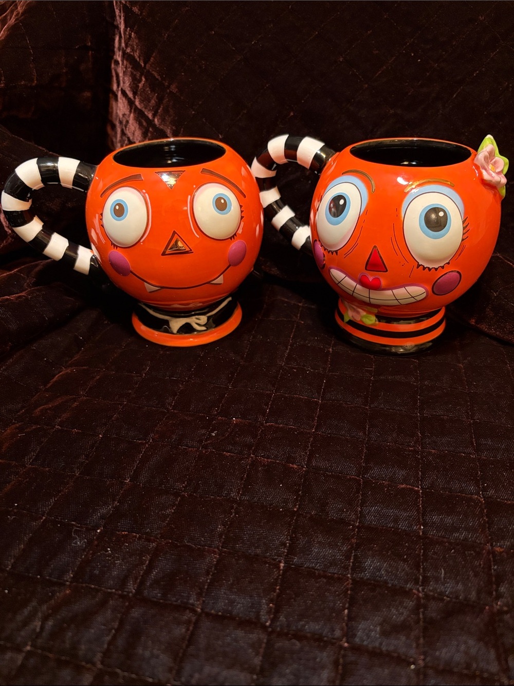 Playful Orange Ceramic Character Vases – Set of 2